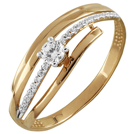 Кольцо, золото, фианит, 01-114568